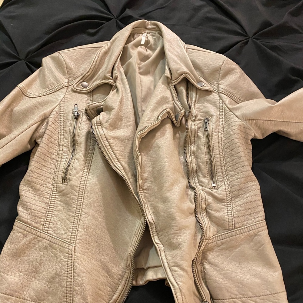 Free People cream leather jacket